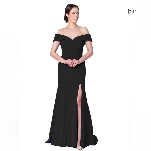 Azazie Dresses & Skirts - Azazie Alice Black Off-Shoulder Mermaid Gown Sweep Train Size 4 NWT
